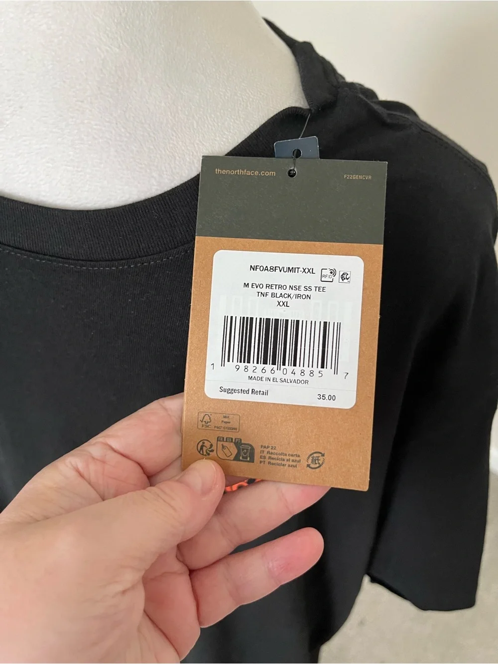 NWT The North Face Black Short-Sleeve Tee with Orange Peak Graphic Size XXL